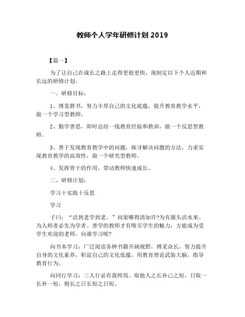 教师个人学年研修计划2019