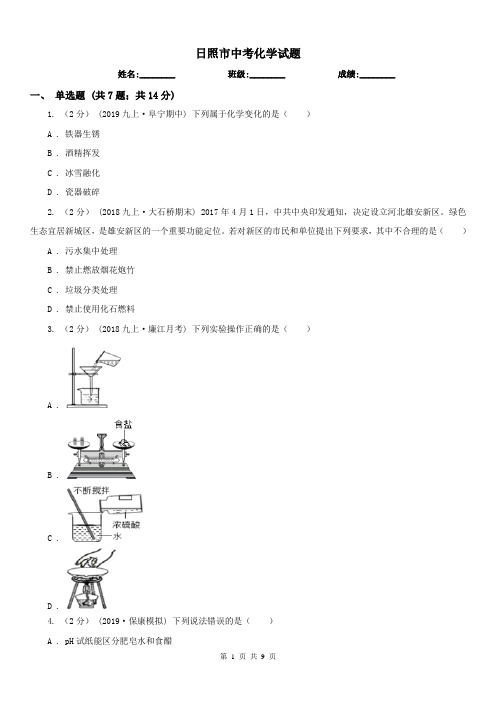 日照市中考化学试题 