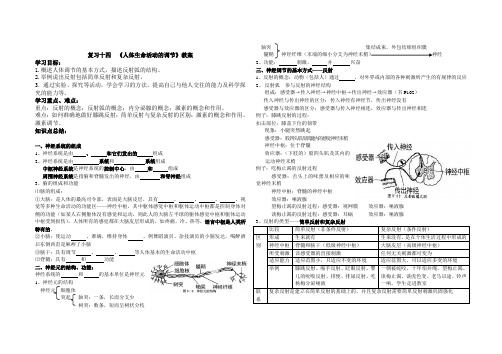 复习十四《人体生命活动的调节》教案