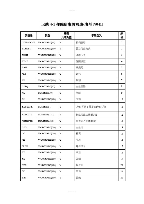 卫统4-1表接口规范