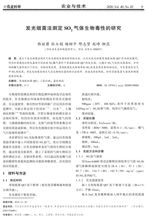 发光细菌法测定so2气体生物毒性的研究