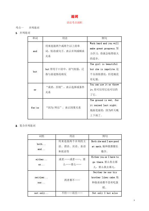 山东省滨州市2019年中考英语语法专项复习语法三连词语法考点剖析有答案