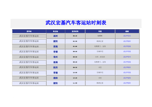 武汉宏基汽车客运站时刻表