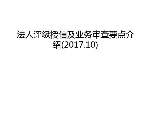 【管理资料】法人评级授信及业务审查要点介绍(.10)汇编