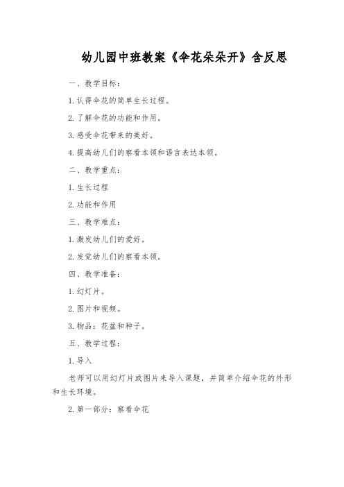 幼儿园中班教案《伞花朵朵开》含反思