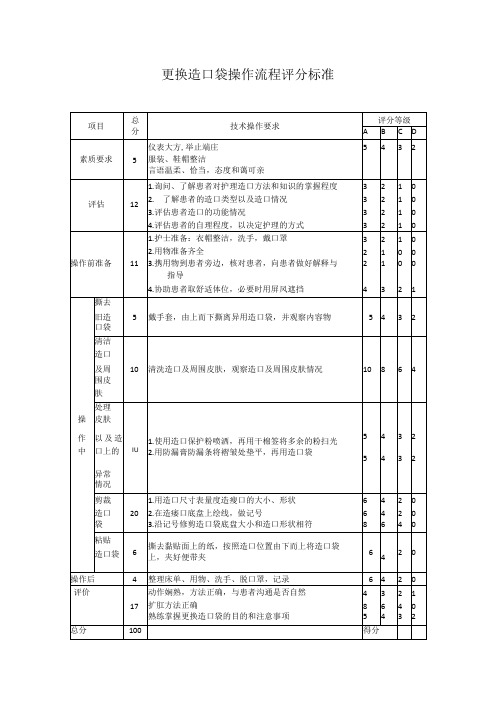 评分等级更换造口袋操作流程评分标准