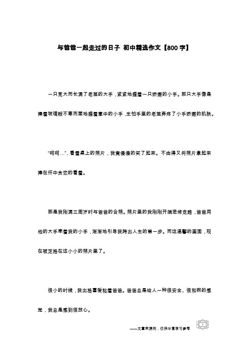 与爸爸一起走过的日子 初中精选作文【800字】