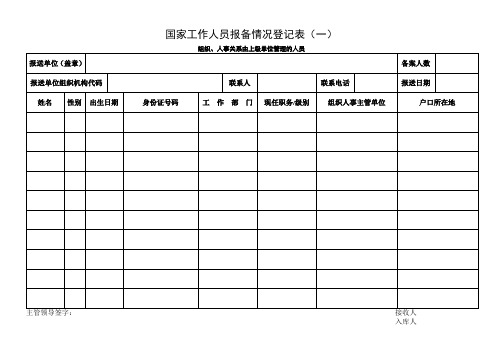 国家工作人员报备情况登记表(一)