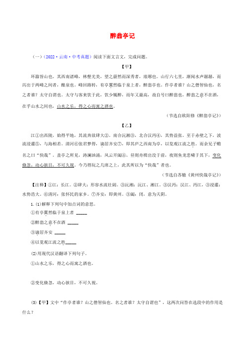 15 醉翁亭记-2023年中考语文文言文必考篇目之对比阅读(通用版)