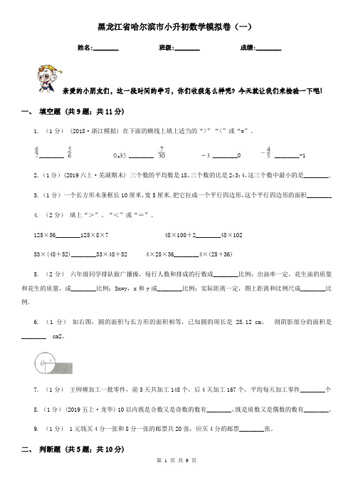 黑龙江省哈尔滨市小升初数学模拟卷(一)