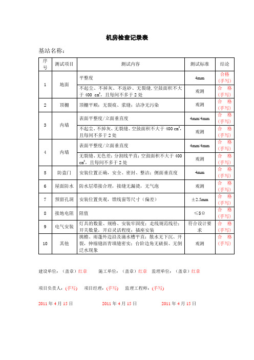 机房检查记录表