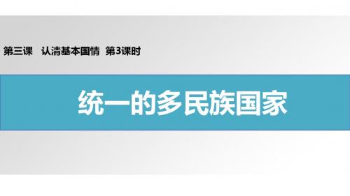 人教版九年级政治 第三课认清基本国情 第3课时 统一的多民族国家