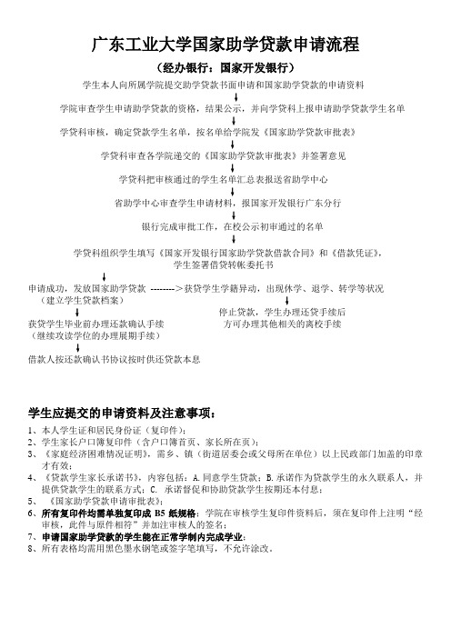 广东工业大学国家助学贷款申请流程