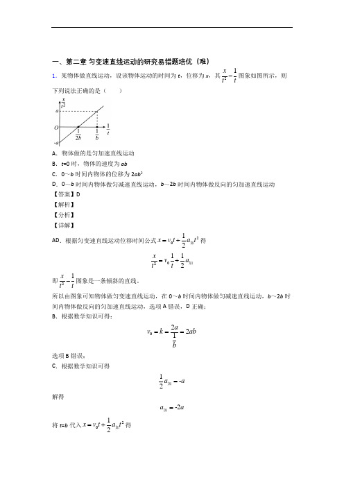 高一物理上册 第二章 匀变速直线运动(提升篇)(Word版 含解析)