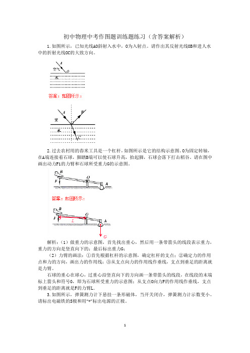 初中物理中考作图题训练题练习(含答案解析)