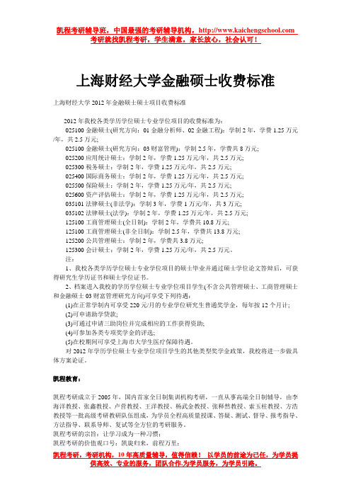 上海财经大学金融硕士收费标准