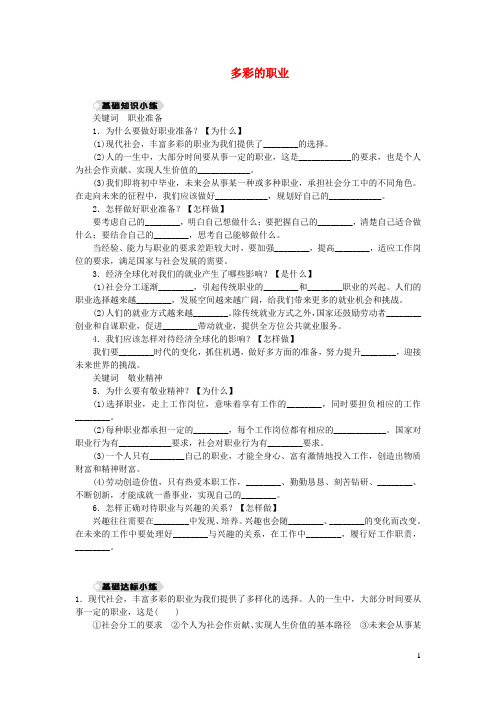 九年级道德与法治下册第6课第2框多彩的职业练习