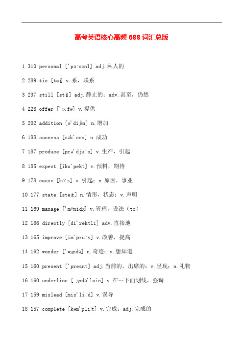 高考英语核心高频688词汇总版