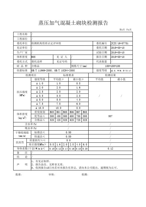 蒸压加气块报告