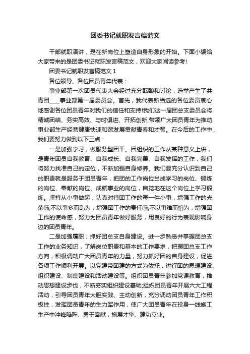 团委书记就职发言稿范文