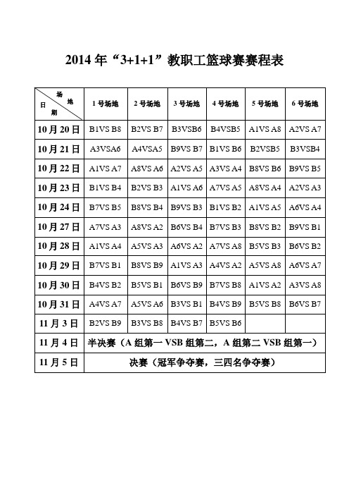 篮球赛赛程安排