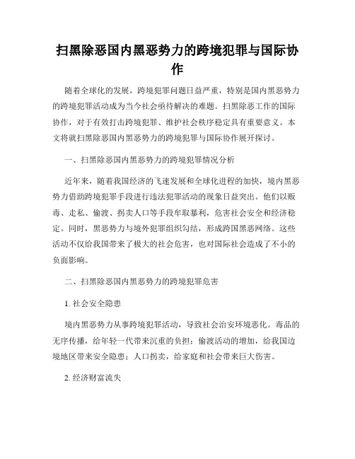 扫黑除恶国内黑恶势力的跨境犯罪与国际协作