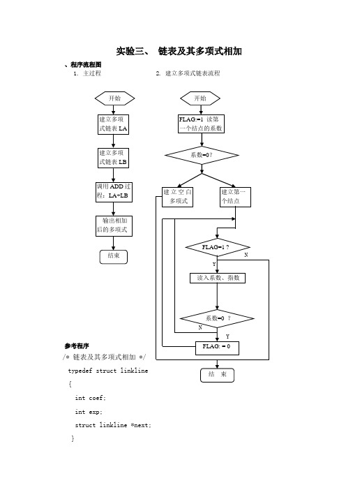 实验三.链表及其多项式相加(答案)