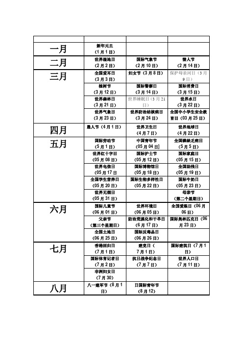 宣传部海报节日表