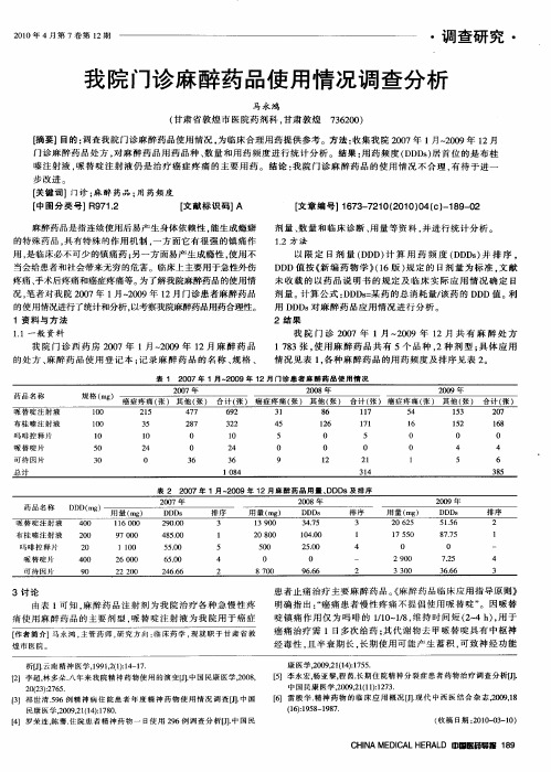 我院门诊麻醉药品使用情况调查分析