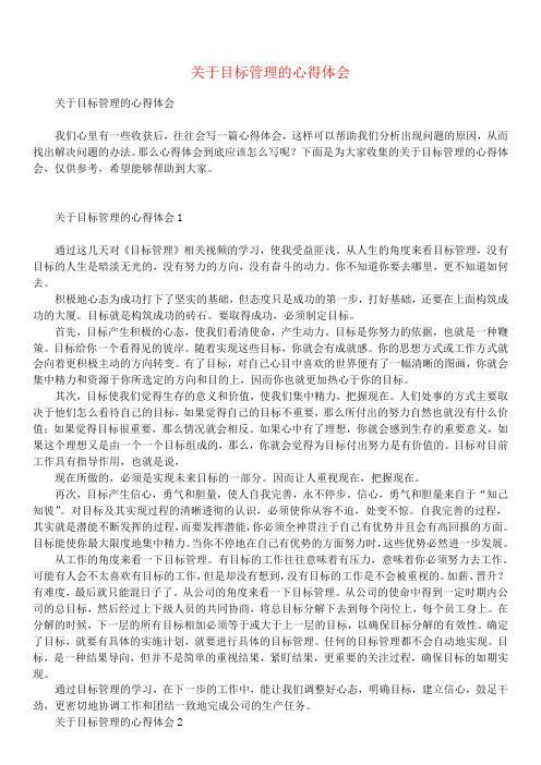 关于目标管理的心得体会