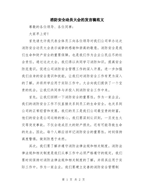 消防安全动员大会的发言稿范文