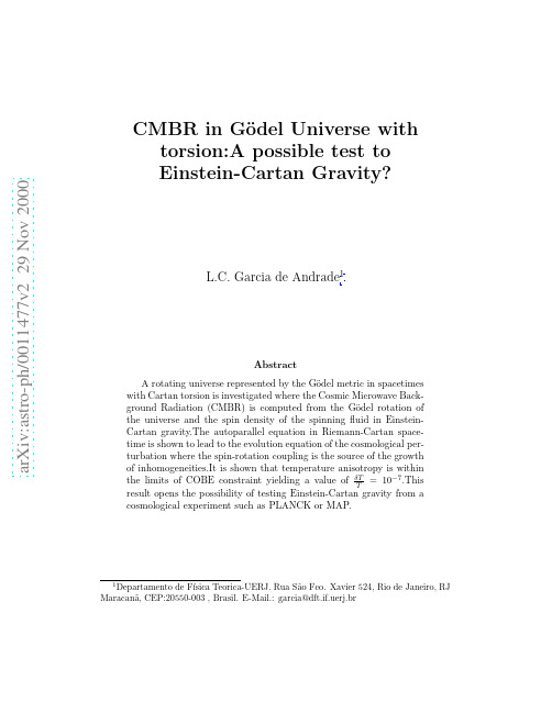 CMBR in G{o}del UniverseA possible test to Einstein-Cartan gravity