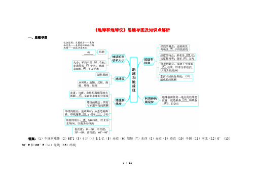 七年级地理上册地球和地球仪思维导图及知识点解析人教版