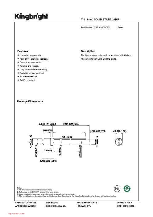 WP710A10GD5V;中文规格书,Datasheet资料