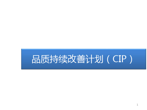 品质持续改善计划(CIP)