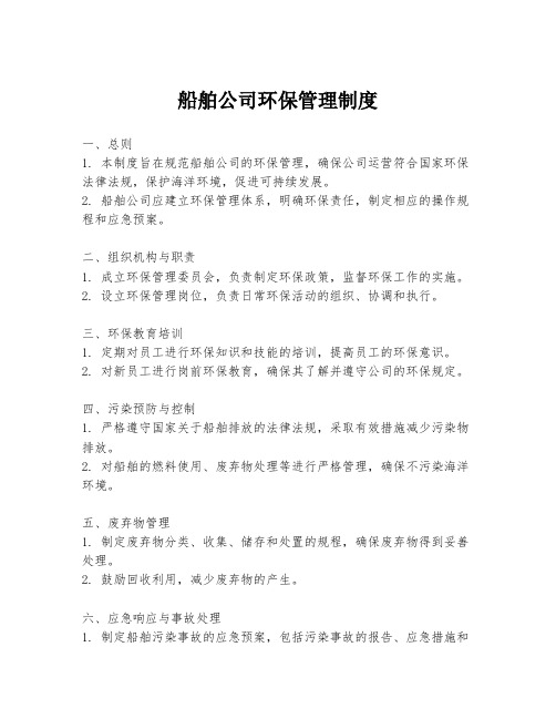 船舶公司环保管理制度