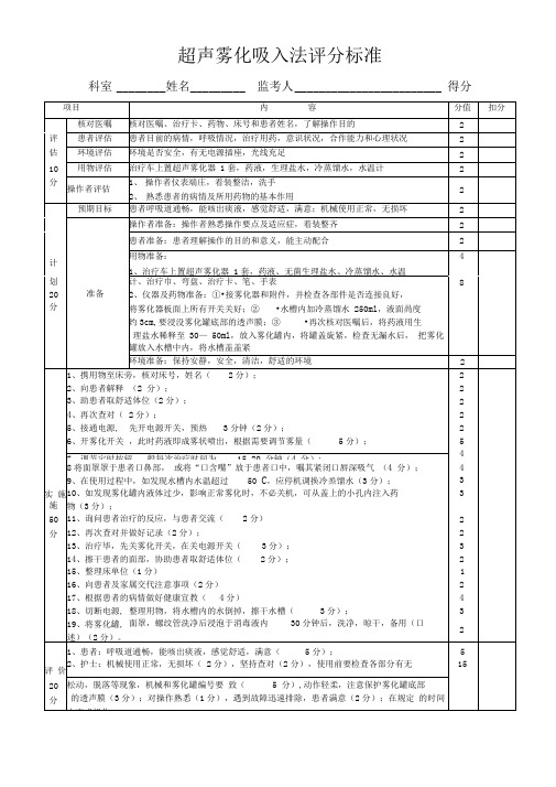 超声雾化评分标准