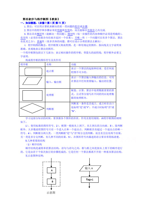 吉林省东北师范大学附属中学2015届高三理科数学一轮复习教案-算法与程序框图