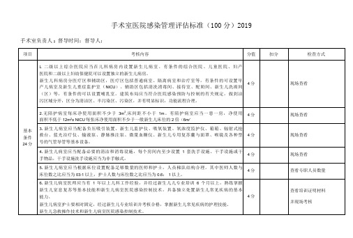 新生儿病室(房)医院感染管理评估标准(1)