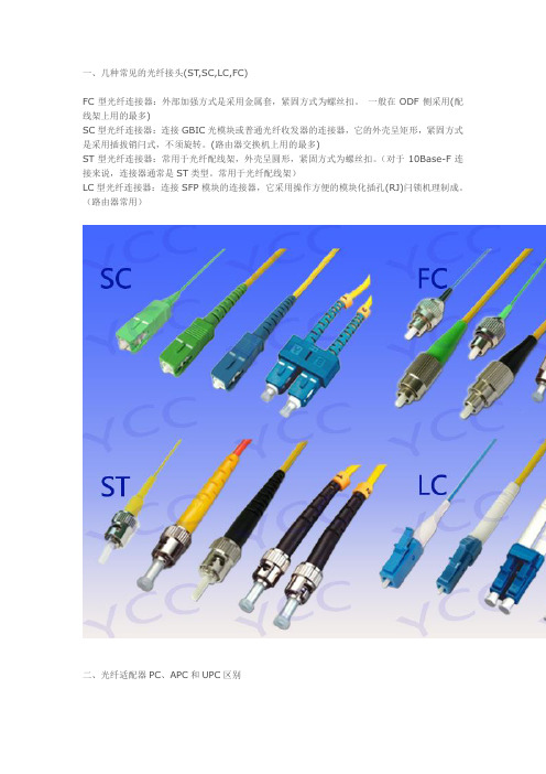 几种常见的光纤接头(ST,SC,LC,FC)和适配器