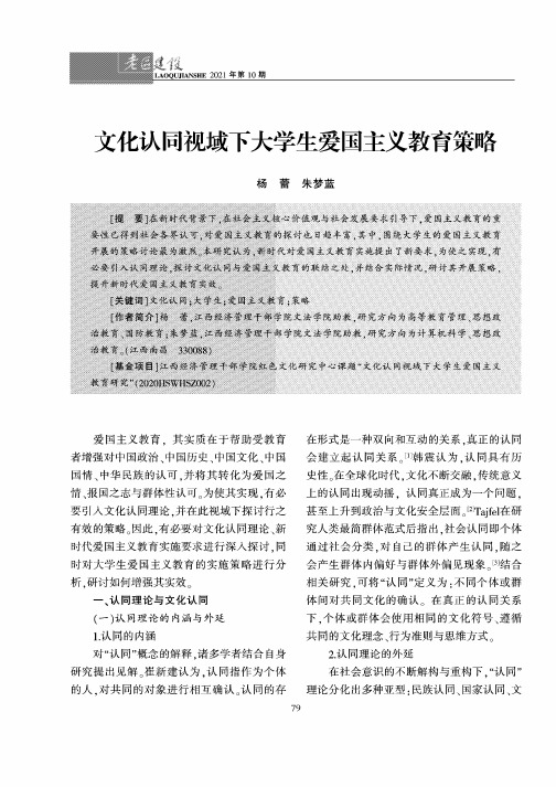 文化认同视域下大学生爱国主义教育策略