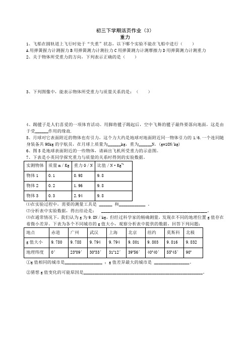 (五四制)九年级物理下学期活页作业(3)word版(2019~2020学年度)