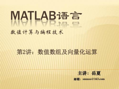 Matlab第2章 数值数组及向量化运算