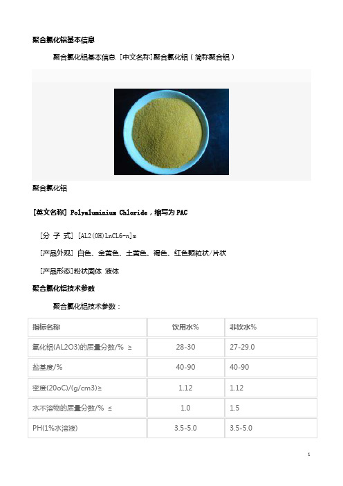 水处理药剂资料汇总(整理版)概要