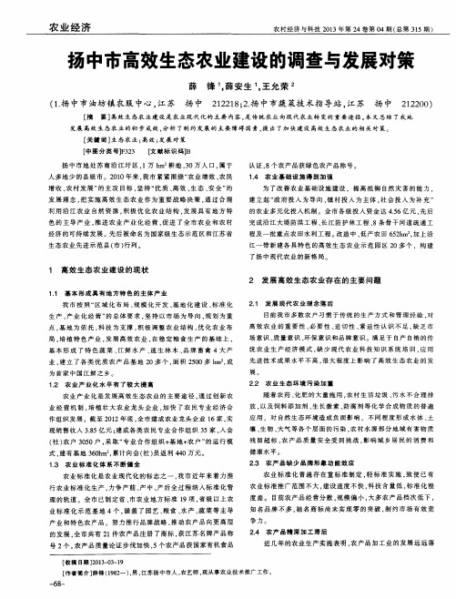 扬中市高效生态农业建设的调查与发展对策