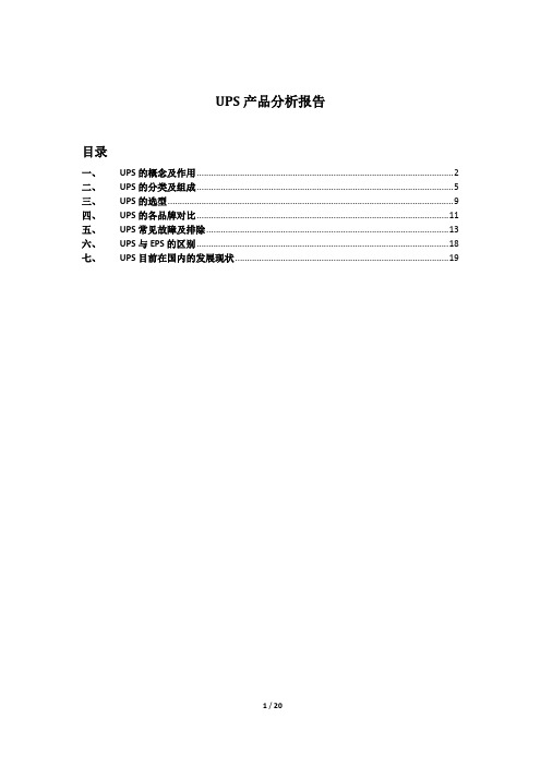 UPS 产品报告