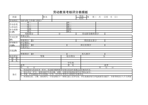 考核评分表格模板