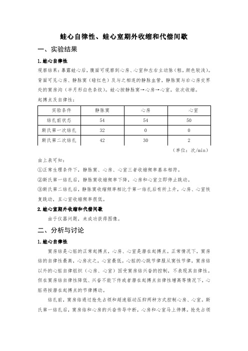 蛙心自律性、蛙心室期外收缩和代偿间歇