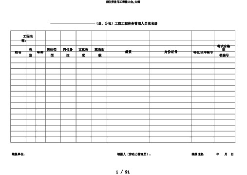 (版)劳务用工表格大全,文档