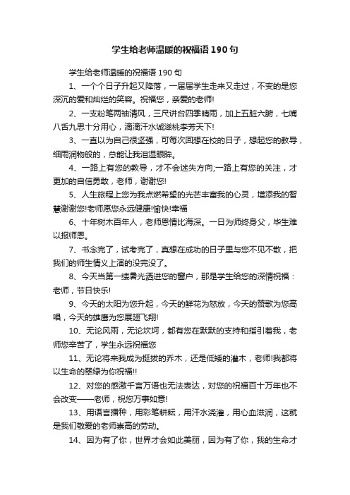 学生给老师温暖的祝福语190句